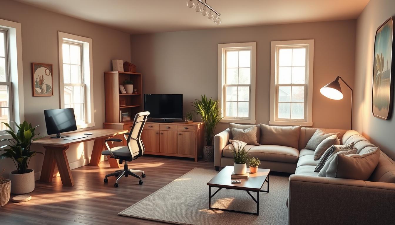 home office and living room design